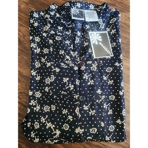 Phool Floral Made In India Women's Shirt Dress Size Small NWT Black Button Up